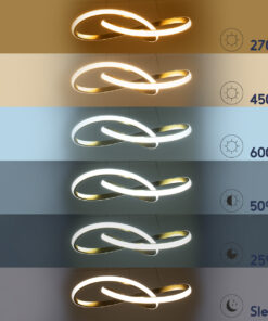 GloboStar® DEXTER 61051 Κρεμαστό Φωτιστικό Οροφής Design LED CCT 72W 8064lm 300° AC 220-240V – Εναλλαγή Φωτισμού μέσω Τηλεχειριστηρίου All In One Ψυχρό 6000k+Φυσικό 4500k+Θερμό 2700k Dimmable Φ56cm – Χρυσό Βούρτσας – 3 Years Warranty