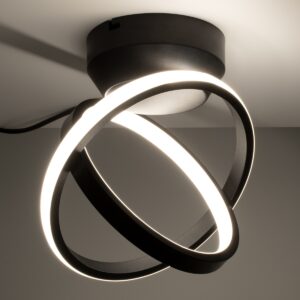 GloboStar® AMELIA 61052 Φωτιστικό Οροφής Design LED CCT 20W 2400lm 300° AC 220-240V – Εναλλαγή Φωτισμού μέσω Διακόπτη On/Off All In One Ψυχρό 6000k+Φυσικό 4500k+Θερμό 2700k Μ24.5 x Π16 x Υ25cm – Μαύρο