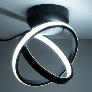 GloboStar® AMELIA 61052 Φωτιστικό Οροφής Design LED CCT 20W 2400lm 300° AC 220-240V – Εναλλαγή Φωτισμού μέσω Διακόπτη On/Off All In One Ψυχρό 6000k+Φυσικό 4500k+Θερμό 2700k Μ24.5 x Π16 x Υ25cm – Μαύρο