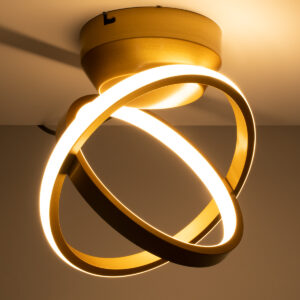 GloboStar® AMELIA 61054 Φωτιστικό Οροφής Design LED CCT 20W 2400lm 300° AC 220-240V – Εναλλαγή Φωτισμού μέσω Διακόπτη On/Off All In One Ψυχρό 6000k+Φυσικό 4500k+Θερμό 2700k Μ24.5 x Π16 x Υ25cm – Χρυσό Βούρτσας