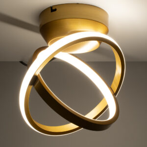 GloboStar® AMELIA 61054 Φωτιστικό Οροφής Design LED CCT 20W 2400lm 300° AC 220-240V – Εναλλαγή Φωτισμού μέσω Διακόπτη On/Off All In One Ψυχρό 6000k+Φυσικό 4500k+Θερμό 2700k Μ24.5 x Π16 x Υ25cm – Χρυσό Βούρτσας