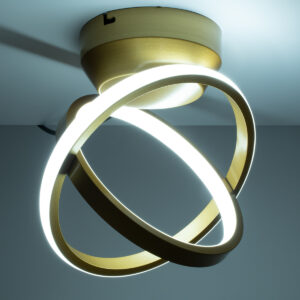 GloboStar® AMELIA 61054 Φωτιστικό Οροφής Design LED CCT 20W 2400lm 300° AC 220-240V – Εναλλαγή Φωτισμού μέσω Διακόπτη On/Off All In One Ψυχρό 6000k+Φυσικό 4500k+Θερμό 2700k Μ24.5 x Π16 x Υ25cm – Χρυσό Βούρτσας