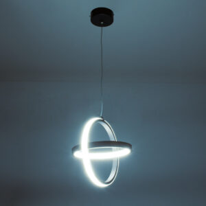 GloboStar® ALICE 61055 Κρεμαστό Φωτιστικό Οροφής Design LED CCT 20W 2400lm 300° AC 220-240V – Εναλλαγή Φωτισμού μέσω Διακόπτη On/Off All In One Ψυχρό 6000k+Φυσικό 4500k+Θερμό 2700k Μ25 x Π22 x Υ25cm – Μαύρο