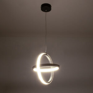 GloboStar® ALICE 61055 Κρεμαστό Φωτιστικό Οροφής Design LED CCT 20W 2400lm 300° AC 220-240V – Εναλλαγή Φωτισμού μέσω Διακόπτη On/Off All In One Ψυχρό 6000k+Φυσικό 4500k+Θερμό 2700k Μ25 x Π22 x Υ25cm – Μαύρο