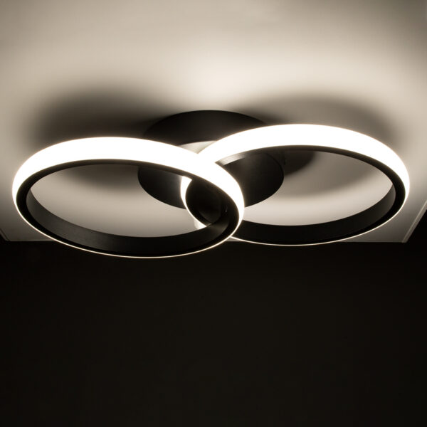 GloboStar® CORA 61058 Φωτιστικό Οροφής Design LED CCT 18W 2160lm 300° AC 220-240V – Εναλλαγή Φωτισμού μέσω Διακόπτη On/Off All In One Ψυχρό 6000k+Φυσικό 4500k+Θερμό 2700k Μ36 x Π20.5 x Υ7cm – Μαύρο