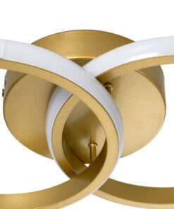 GloboStar® CORA 61060 Φωτιστικό Οροφής Design LED CCT 18W 2160lm 300° AC 220-240V – Εναλλαγή Φωτισμού μέσω Διακόπτη On/Off All In One Ψυχρό 6000k+Φυσικό 4500k+Θερμό 2700k Μ36 x Π20.5 x Υ7cm – Χρυσό Βούρτσας