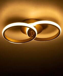 GloboStar® CORA 61060 Φωτιστικό Οροφής Design LED CCT 18W 2160lm 300° AC 220-240V – Εναλλαγή Φωτισμού μέσω Διακόπτη On/Off All In One Ψυχρό 6000k+Φυσικό 4500k+Θερμό 2700k Μ36 x Π20.5 x Υ7cm – Χρυσό Βούρτσας