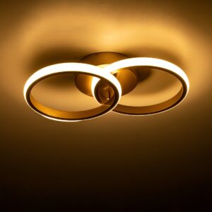 GloboStar® CORA 61060 Φωτιστικό Οροφής Design LED CCT 18W 2160lm 300° AC 220-240V – Εναλλαγή Φωτισμού μέσω Διακόπτη On/Off All In One Ψυχρό 6000k+Φυσικό 4500k+Θερμό 2700k Μ36 x Π20.5 x Υ7cm – Χρυσό Βούρτσας
