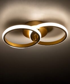 GloboStar® CORA 61060 Φωτιστικό Οροφής Design LED CCT 18W 2160lm 300° AC 220-240V – Εναλλαγή Φωτισμού μέσω Διακόπτη On/Off All In One Ψυχρό 6000k+Φυσικό 4500k+Θερμό 2700k Μ36 x Π20.5 x Υ7cm – Χρυσό Βούρτσας