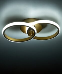 GloboStar® CORA 61060 Φωτιστικό Οροφής Design LED CCT 18W 2160lm 300° AC 220-240V – Εναλλαγή Φωτισμού μέσω Διακόπτη On/Off All In One Ψυχρό 6000k+Φυσικό 4500k+Θερμό 2700k Μ36 x Π20.5 x Υ7cm – Χρυσό Βούρτσας