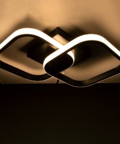 GloboStar® NORA 61061 Φωτιστικό Οροφής Design LED CCT 22W 2640lm 300° AC 220-240V – Εναλλαγή Φωτισμού μέσω Διακόπτη On/Off All In One Ψυχρό 6000k+Φυσικό 4500k+Θερμό 2700k Μ40 x Π24 x Υ7cm – Μαύρο