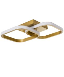 GloboStar® NORA 61063 Φωτιστικό Οροφής Design LED CCT 22W 2640lm 300° AC 220-240V – Εναλλαγή Φωτισμού μέσω Διακόπτη On/Off All In One Ψυχρό 6000k+Φυσικό 4500k+Θερμό 2700k Μ40 x Π24 x Υ7cm – Χρυσό Βούρτσας