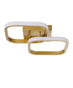 GloboStar® NORA 61063 Φωτιστικό Οροφής Design LED CCT 22W 2640lm 300° AC 220-240V – Εναλλαγή Φωτισμού μέσω Διακόπτη On/Off All In One Ψυχρό 6000k+Φυσικό 4500k+Θερμό 2700k Μ40 x Π24 x Υ7cm – Χρυσό Βούρτσας