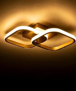 GloboStar® NORA 61063 Φωτιστικό Οροφής Design LED CCT 22W 2640lm 300° AC 220-240V – Εναλλαγή Φωτισμού μέσω Διακόπτη On/Off All In One Ψυχρό 6000k+Φυσικό 4500k+Θερμό 2700k Μ40 x Π24 x Υ7cm – Χρυσό Βούρτσας