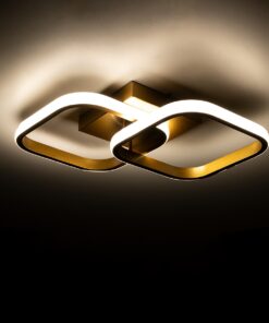 GloboStar® NORA 61063 Φωτιστικό Οροφής Design LED CCT 22W 2640lm 300° AC 220-240V – Εναλλαγή Φωτισμού μέσω Διακόπτη On/Off All In One Ψυχρό 6000k+Φυσικό 4500k+Θερμό 2700k Μ40 x Π24 x Υ7cm – Χρυσό Βούρτσας