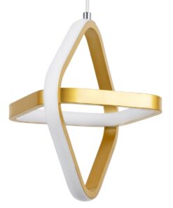 GloboStar® ROSE 61066 Κρεμαστό Φωτιστικό Οροφής Design LED CCT 22W 2640lm 300° AC 220-240V – Εναλλαγή Φωτισμού μέσω Διακόπτη On/Off All In One Ψυχρό 6000k+Φυσικό 4500k+Θερμό 2700k Μ24 x Π22 x Υ24cm – Χρυσό Βούρτσας