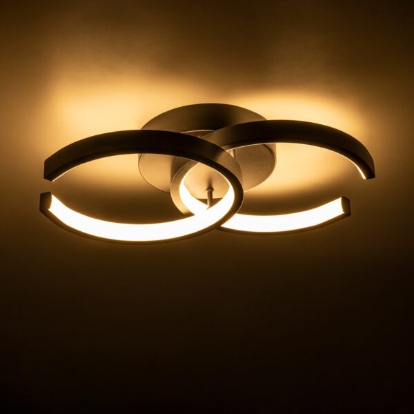 GloboStar® EVA 61067 Φωτιστικό Οροφής Design LED CCT 16W 1920lm 300° AC 220-240V – Εναλλαγή Φωτισμού μέσω Διακόπτη On/Off All In One Ψυχρό 6000k+Φυσικό 4500k+Θερμό 2700k Μ33 x Π21 x Υ7cm – Μαύρο