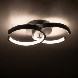 GloboStar® EVA 61067 Φωτιστικό Οροφής Design LED CCT 16W 1920lm 300° AC 220-240V – Εναλλαγή Φωτισμού μέσω Διακόπτη On/Off All In One Ψυχρό 6000k+Φυσικό 4500k+Θερμό 2700k Μ33 x Π21 x Υ7cm – Μαύρο