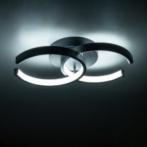 GloboStar® EVA 61067 Φωτιστικό Οροφής Design LED CCT 16W 1920lm 300° AC 220-240V – Εναλλαγή Φωτισμού μέσω Διακόπτη On/Off All In One Ψυχρό 6000k+Φυσικό 4500k+Θερμό 2700k Μ33 x Π21 x Υ7cm – Μαύρο