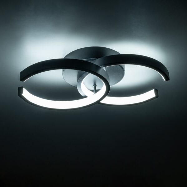 GloboStar® EVA 61067 Φωτιστικό Οροφής Design LED CCT 16W 1920lm 300° AC 220-240V – Εναλλαγή Φωτισμού μέσω Διακόπτη On/Off All In One Ψυχρό 6000k+Φυσικό 4500k+Θερμό 2700k Μ33 x Π21 x Υ7cm – Μαύρο