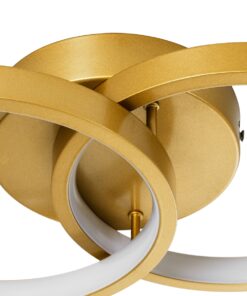 GloboStar® EVA 61069 Φωτιστικό Οροφής Design LED CCT 16W 1920lm 300° AC 220-240V – Εναλλαγή Φωτισμού μέσω Διακόπτη On/Off All In One Ψυχρό 6000k+Φυσικό 4500k+Θερμό 2700k Μ33 x Π21 x Υ7cm – Χρυσό Βούρτσας