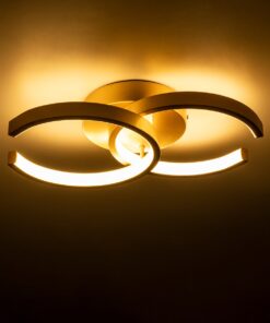 GloboStar® EVA 61069 Φωτιστικό Οροφής Design LED CCT 16W 1920lm 300° AC 220-240V – Εναλλαγή Φωτισμού μέσω Διακόπτη On/Off All In One Ψυχρό 6000k+Φυσικό 4500k+Θερμό 2700k Μ33 x Π21 x Υ7cm – Χρυσό Βούρτσας