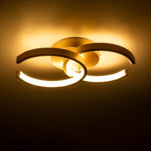 GloboStar® EVA 61069 Φωτιστικό Οροφής Design LED CCT 16W 1920lm 300° AC 220-240V – Εναλλαγή Φωτισμού μέσω Διακόπτη On/Off All In One Ψυχρό 6000k+Φυσικό 4500k+Θερμό 2700k Μ33 x Π21 x Υ7cm – Χρυσό Βούρτσας