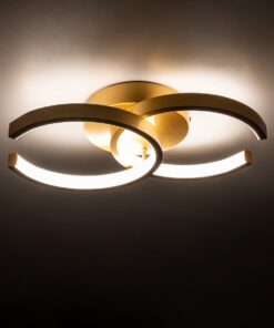 GloboStar® EVA 61069 Φωτιστικό Οροφής Design LED CCT 16W 1920lm 300° AC 220-240V – Εναλλαγή Φωτισμού μέσω Διακόπτη On/Off All In One Ψυχρό 6000k+Φυσικό 4500k+Θερμό 2700k Μ33 x Π21 x Υ7cm – Χρυσό Βούρτσας