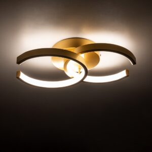 GloboStar® EVA 61069 Φωτιστικό Οροφής Design LED CCT 16W 1920lm 300° AC 220-240V – Εναλλαγή Φωτισμού μέσω Διακόπτη On/Off All In One Ψυχρό 6000k+Φυσικό 4500k+Θερμό 2700k Μ33 x Π21 x Υ7cm – Χρυσό Βούρτσας