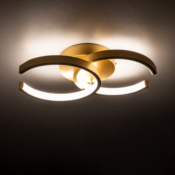 GloboStar® EVA 61069 Φωτιστικό Οροφής Design LED CCT 16W 1920lm 300° AC 220-240V – Εναλλαγή Φωτισμού μέσω Διακόπτη On/Off All In One Ψυχρό 6000k+Φυσικό 4500k+Θερμό 2700k Μ33 x Π21 x Υ7cm – Χρυσό Βούρτσας