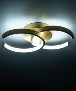 GloboStar® EVA 61069 Φωτιστικό Οροφής Design LED CCT 16W 1920lm 300° AC 220-240V – Εναλλαγή Φωτισμού μέσω Διακόπτη On/Off All In One Ψυχρό 6000k+Φυσικό 4500k+Θερμό 2700k Μ33 x Π21 x Υ7cm – Χρυσό Βούρτσας