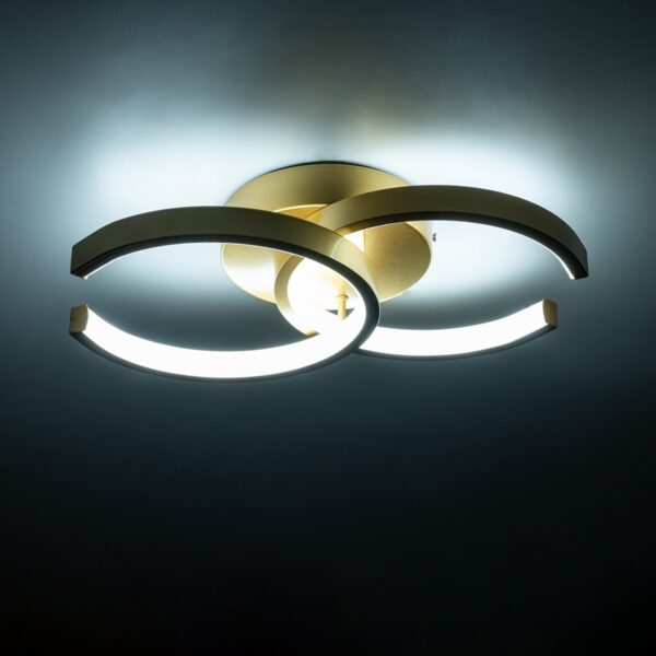 GloboStar® EVA 61069 Φωτιστικό Οροφής Design LED CCT 16W 1920lm 300° AC 220-240V – Εναλλαγή Φωτισμού μέσω Διακόπτη On/Off All In One Ψυχρό 6000k+Φυσικό 4500k+Θερμό 2700k Μ33 x Π21 x Υ7cm – Χρυσό Βούρτσας