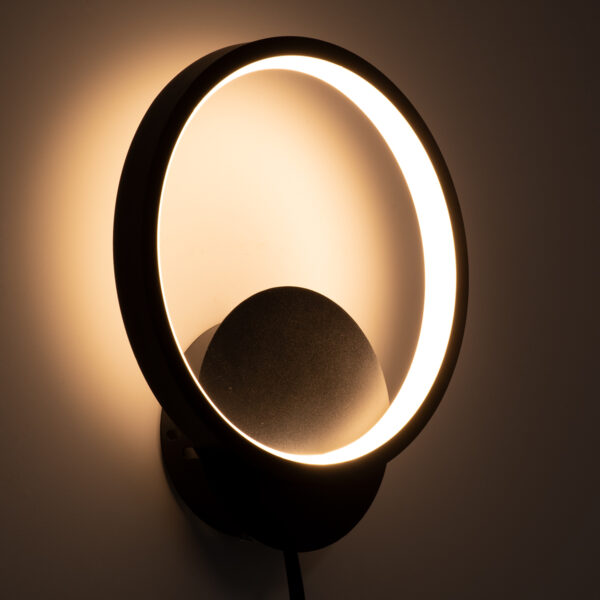 GloboStar® TED 61070 Φωτιστικό Τοίχου – Απλίκα Design LED CCT 9W 1080lm 300° AC 220-240V – Εναλλαγή Φωτισμού μέσω Διακόπτη On/Off All In One Ψυχρό 6000k+Φυσικό 4500k+Θερμό 2700k Μ20 x Π5.5 x Υ23cm – Μαύρο