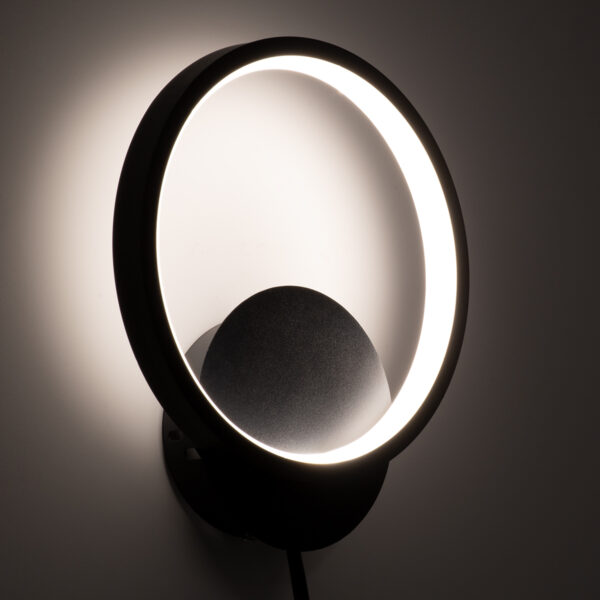 GloboStar® TED 61070 Φωτιστικό Τοίχου – Απλίκα Design LED CCT 9W 1080lm 300° AC 220-240V – Εναλλαγή Φωτισμού μέσω Διακόπτη On/Off All In One Ψυχρό 6000k+Φυσικό 4500k+Θερμό 2700k Μ20 x Π5.5 x Υ23cm – Μαύρο