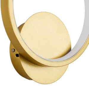 GloboStar® TED 61072 Φωτιστικό Τοίχου – Απλίκα Design LED CCT 9W 1080lm 300° AC 220-240V – Εναλλαγή Φωτισμού μέσω Διακόπτη On/Off All In One Ψυχρό 6000k+Φυσικό 4500k+Θερμό 2700k Μ20 x Π5.5 x Υ23cm – Χρυσό Βούρτσας