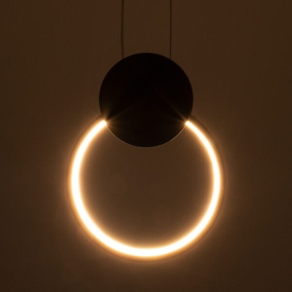 GloboStar® CYCLOS 61073 Κρεμαστό Φωτιστικό Οροφής Design LED CCT 9W 1080lm 300° AC 220-240V – Εναλλαγή Φωτισμού μέσω Διακόπτη On/Off All In One Ψυχρό 6000k+Φυσικό 4500k+Θερμό 2700k Μ21 x Π2.3 x Υ26.5cm – Μαύρο