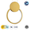 GloboStar® CYCLOS 61075 Κρεμαστό Φωτιστικό Οροφής Design LED CCT 9W 1080lm 300° AC 220-240V – Εναλλαγή Φωτισμού μέσω Διακόπτη On/Off All In One Ψυχρό 6000k+Φυσικό 4500k+Θερμό 2700k Μ21 x Π2.3 x Υ26.5cm – Χρυσό Βούρτσας