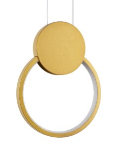 GloboStar® CYCLOS 61075 Κρεμαστό Φωτιστικό Οροφής Design LED CCT 9W 1080lm 300° AC 220-240V – Εναλλαγή Φωτισμού μέσω Διακόπτη On/Off All In One Ψυχρό 6000k+Φυσικό 4500k+Θερμό 2700k Μ21 x Π2.3 x Υ26.5cm – Χρυσό Βούρτσας