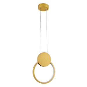 GloboStar® CYCLOS 61075 Κρεμαστό Φωτιστικό Οροφής Design LED CCT 9W 1080lm 300° AC 220-240V – Εναλλαγή Φωτισμού μέσω Διακόπτη On/Off All In One Ψυχρό 6000k+Φυσικό 4500k+Θερμό 2700k Μ21 x Π2.3 x Υ26.5cm – Χρυσό Βούρτσας