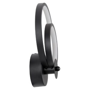 GloboStar® FREDDIE 61076 Φωτιστικό Τοίχου – Απλίκα Design LED CCT 15W 1800lm 300° AC 220-240V – Εναλλαγή Φωτισμού μέσω Διακόπτη On/Off All In One Ψυχρό 6000k+Φυσικό 4500k+Θερμό 2700k Μ20 x Π7.5 x Υ25cm – Μαύρο