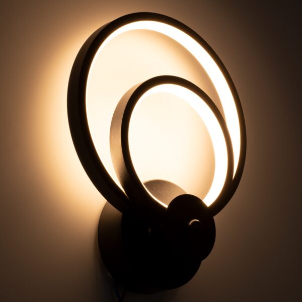 GloboStar® FREDDIE 61076 Φωτιστικό Τοίχου – Απλίκα Design LED CCT 15W 1800lm 300° AC 220-240V – Εναλλαγή Φωτισμού μέσω Διακόπτη On/Off All In One Ψυχρό 6000k+Φυσικό 4500k+Θερμό 2700k Μ20 x Π7.5 x Υ25cm – Μαύρο