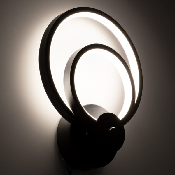 GloboStar® FREDDIE 61076 Φωτιστικό Τοίχου – Απλίκα Design LED CCT 15W 1800lm 300° AC 220-240V – Εναλλαγή Φωτισμού μέσω Διακόπτη On/Off All In One Ψυχρό 6000k+Φυσικό 4500k+Θερμό 2700k Μ20 x Π7.5 x Υ25cm – Μαύρο