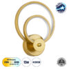 GloboStar® FREDDIE 61078 Φωτιστικό Τοίχου – Απλίκα Design LED CCT 15W 1800lm 300° AC 220-240V – Εναλλαγή Φωτισμού μέσω Διακόπτη On/Off All In One Ψυχρό 6000k+Φυσικό 4500k+Θερμό 2700k Μ20 x Π7.5 x Υ25cm – Χρυσό Βούρτσας