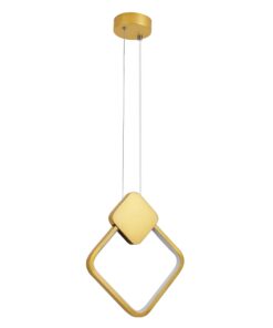 GloboStar® MARY 61084 Κρεμαστό Φωτιστικό Οροφής Design LED CCT 12W 1440lm 300° AC 220-240V – Εναλλαγή Φωτισμού μέσω Διακόπτη On/Off All In One Ψυχρό 6000k+Φυσικό 4500k+Θερμό 2700k Μ20 x Π2.3 x Υ28.5cm – Χρυσό Βούρτσας