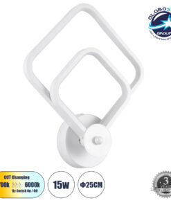 GloboStar® ANNA 61086 Φωτιστικό Τοίχου – Απλίκα Design LED CCT 15W 1800lm 300° AC 220-240V – Εναλλαγή Φωτισμού μέσω Διακόπτη On/Off All In One Ψυχρό 6000k+Φυσικό 4500k+Θερμό 2700k Μ25 x Π8 x Υ30cm – Λευκό