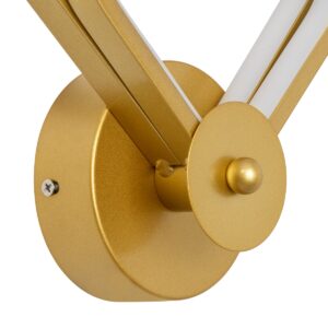 GloboStar® ANNA 61087 Φωτιστικό Τοίχου – Απλίκα Design LED CCT 15W 1800lm 300° AC 220-240V – Εναλλαγή Φωτισμού μέσω Διακόπτη On/Off All In One Ψυχρό 6000k+Φυσικό 4500k+Θερμό 2700k Μ25 x Π8 x Υ30cm – Χρυσό Βούρτσας