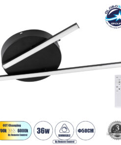 GloboStar® DRACO 61091 Φωτιστικό Οροφής Γραμμικό Linear Design LED CCT 36W 4428lm 120° AC 220-240V – Εναλλαγή Φωτισμού μέσω Τηλεχειριστηρίου All In One Ψυχρό 6000k+Φυσικό 4500k+Θερμό 2700k Dimmable Φ50 x Υ6cm – Μαύρο – 3 Years Warranty