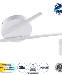 GloboStar® DRACO 61092 Φωτιστικό Οροφής Γραμμικό Linear Design LED CCT 36W 4428lm 120° AC 220-240V – Εναλλαγή Φωτισμού μέσω Τηλεχειριστηρίου All In One Ψυχρό 6000k+Φυσικό 4500k+Θερμό 2700k Dimmable Φ50 x Υ6cm – Λευκό – 3 Years Warranty