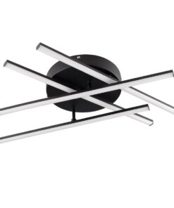 GloboStar® DRACO 61095 Φωτιστικό Οροφής Γραμμικό Linear Design LED CCT 60W 7380lm 120° AC 220-240V – Εναλλαγή Φωτισμού μέσω Τηλεχειριστηρίου All In One Ψυχρό 6000k+Φυσικό 4500k+Θερμό 2700k Dimmable Φ60 x Υ11cm – Μαύρο – 3 Years Warranty