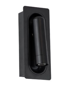 GloboStar® MANHATTAN 61097 Μοντέρνο Χωνευτό Φωτιστικό Τοίχου – Απλίκα Ξενοδοχείου Bed Side LED 3W 405lm 36° AC 220-240V – Reading Light – Μ7 x Π7 x Υ17cm – Φυσικό Λευκό 4500K – Μαύρο